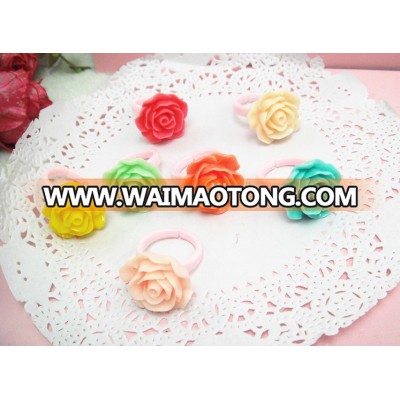 Colorful plastic rings rose shaped design finger ring for girls