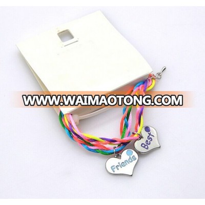 Colorful girls necklace with heart pendant rainbow multi-line necklace