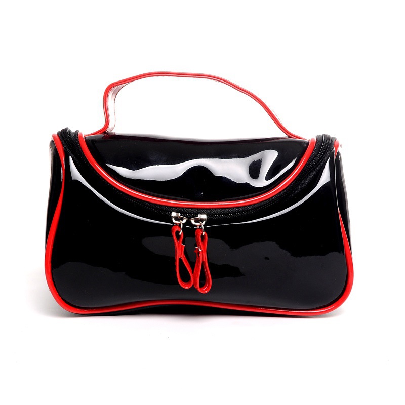 Fashion Design Hand Cosmetic Bag Patent Leather Cosmetic Case